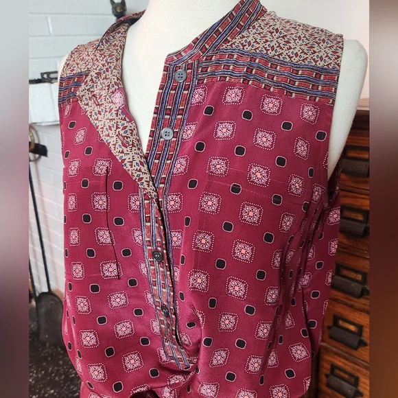 Sea New York 100% Silk Red Patterned Button Down Romper Size 6 - Picture 4 of 14